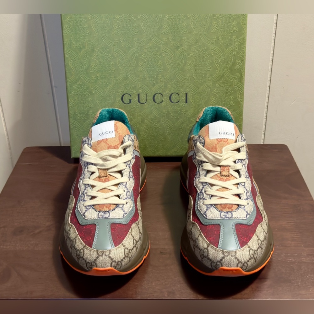 Beige and green GG Supreme canvas